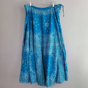 Soft Surroundings XL 100% cotton embellished full skirt sequined boho‎